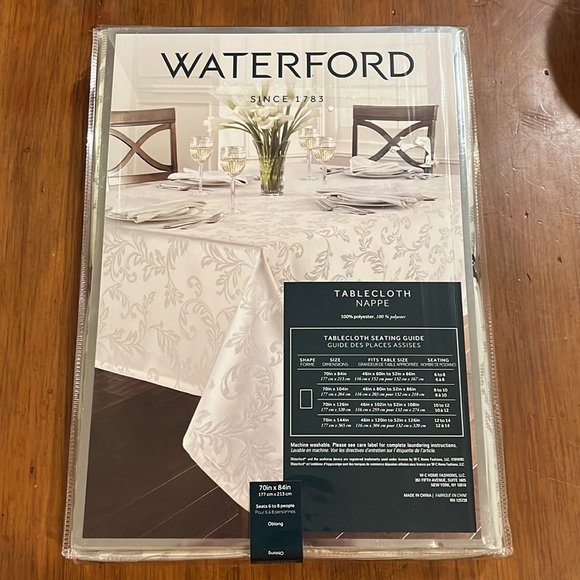 Waterford Platinum Silver Shimmer Scroll Holiday Tablecloth  70”x 84” new - Picture 5 of 7